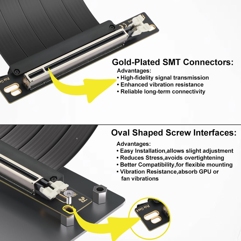 OwlTree Cavo riser Pcie 4.0, PCIe 4.0 x16, prolunga flessibile ad alta velocità, adattatore a 90 gradi, compatibile con 4090 4080 4070 3090 e sistema Pcie 3.0 da 200 mm