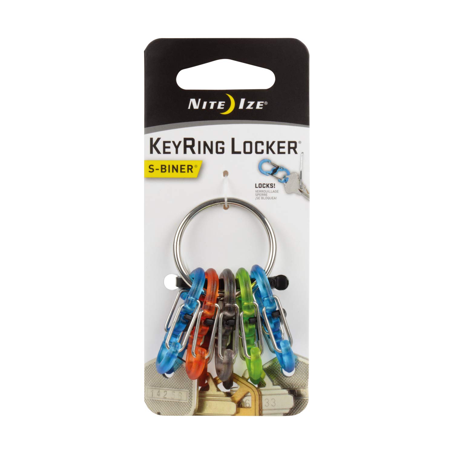 Nite Ize Key Ring Locker, Stainless Steel Keychain Ring with 5