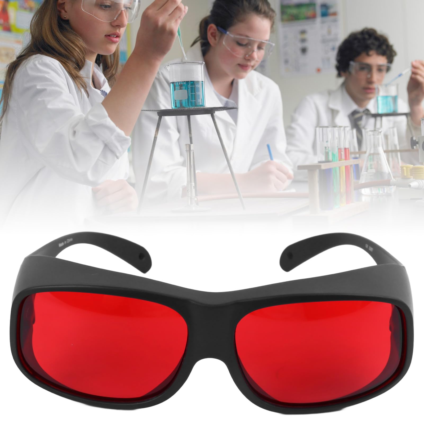 Laserowe okulary bezpieczeństwa Gogle Ochronne Czerwona Black Rama 200 590 Nm Ochrona oka na laboratoryjne badania biologiczne Kontrola przemysłowa medyczna