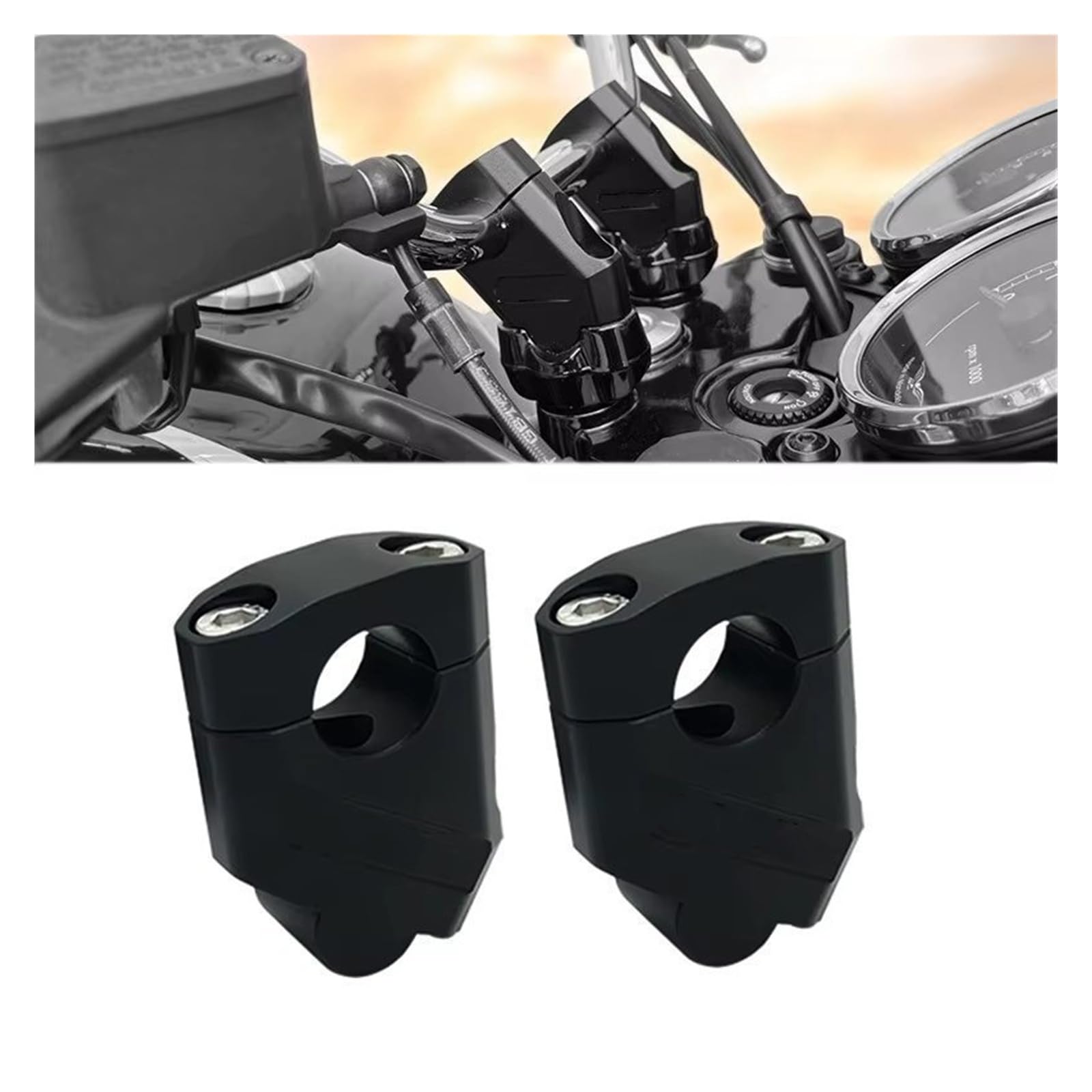 Rialzo Manubrio Moto per Suzuki per V-Strom per 800DE per Vstrom per 800 DE per V Strom per 800DE 2023 2024 Morsetto per Manubrio Motocicletta(Black)