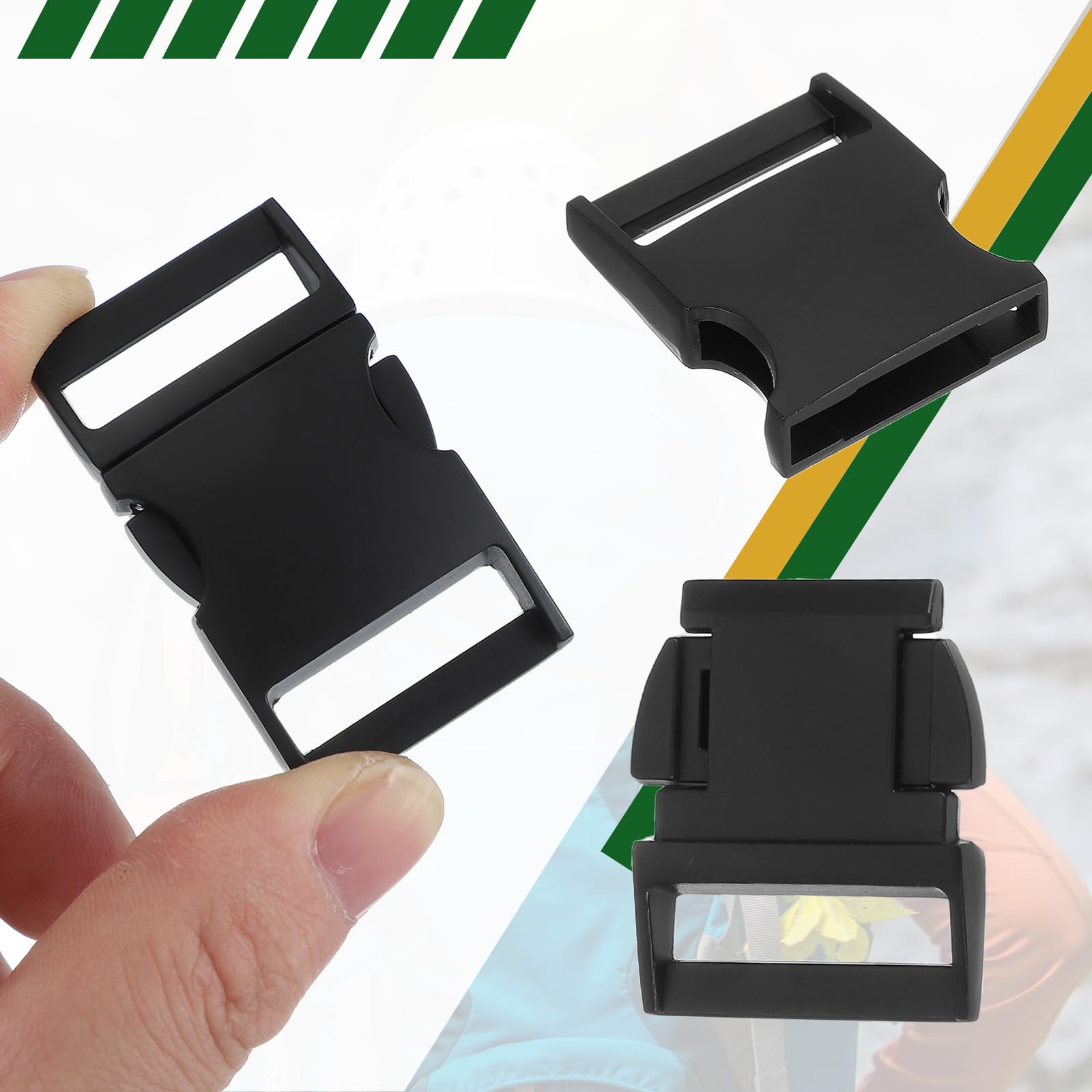 PATIKIL Metal Buckle, 4 Pack Quick Side Release Clips for Luggage Belt Strap Backpack Webbing(0.6" x 1.3", Black) - Image 3