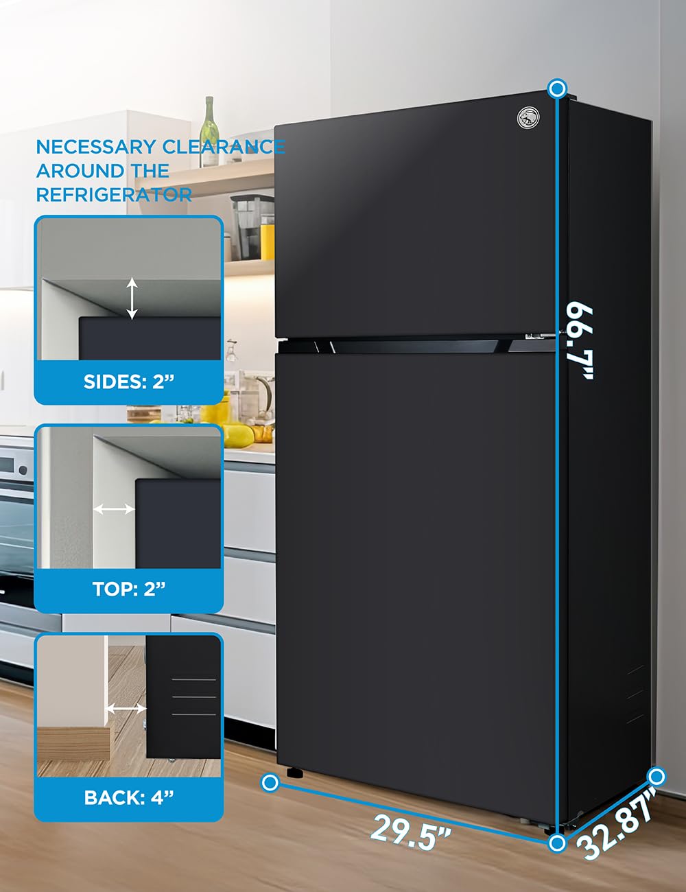 Commercial Cool 20 Cu. Ft. Top Mount Refrigerator With Freezer, 2-Door Refrigerator With Top Freezer And Adjustable Temperature Control, Ice Maker Ready, Energy Star Certified, Black on Fridge.com - View 6