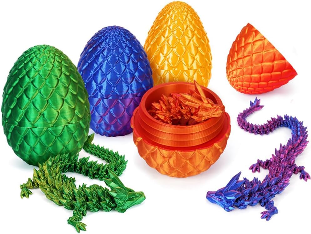 Dragon Imprimé 3D Cristal Articulé Avec Œuf – Violet, 30 Cm – PLA Durable, Bureau Décoration Fantastique, Cadeau