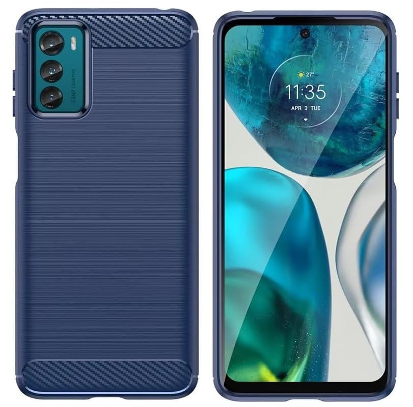 Image of NPRC Hybrid Ultra Slim Protective Case TPU Non-Slip Carbon Fiber Texture Shockproof Case Cover for Moto G42 - Blue