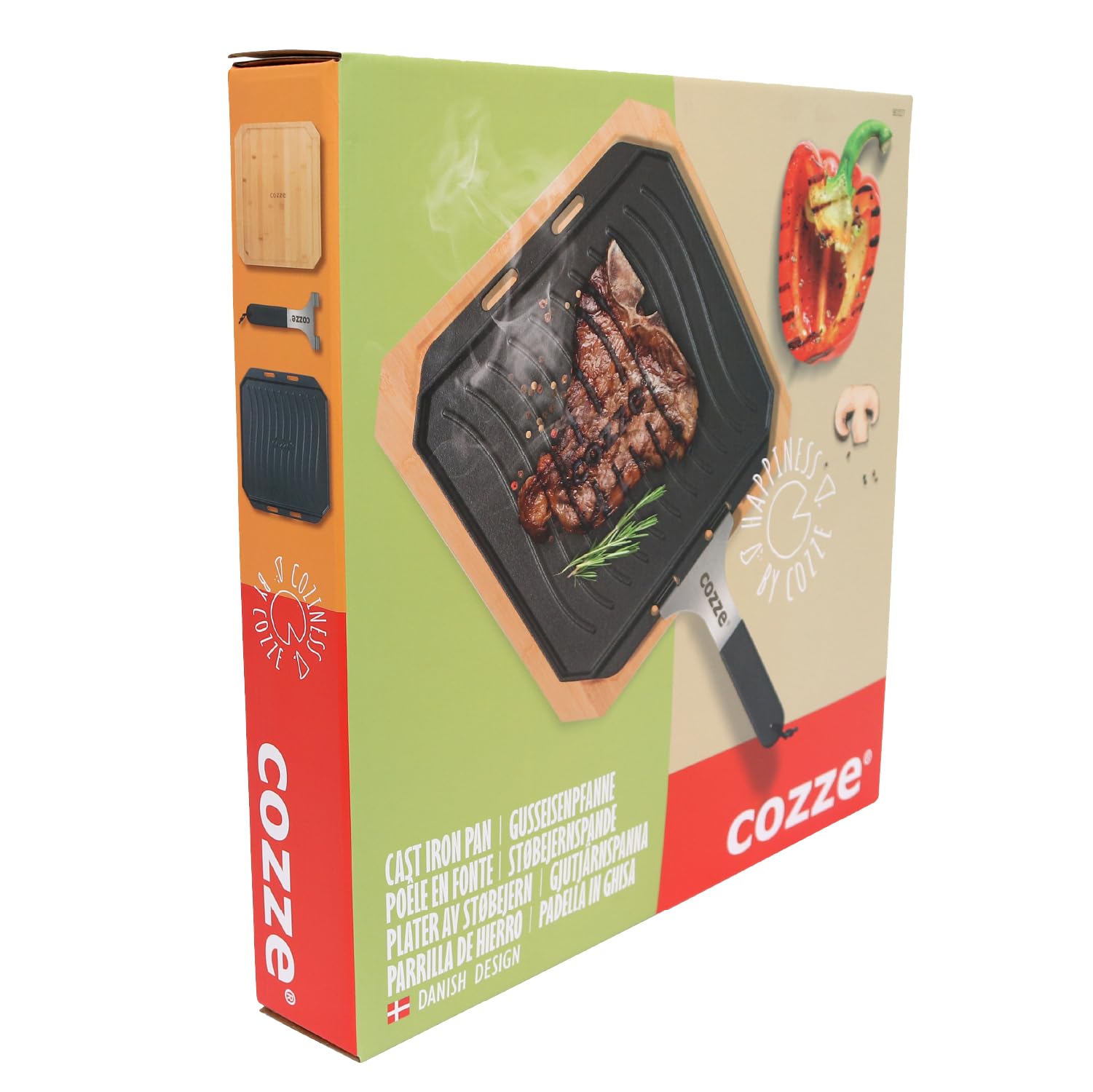 Millarco Padella reversibile in ghisa Cozze® con vassoio in legno 330x330 mm.