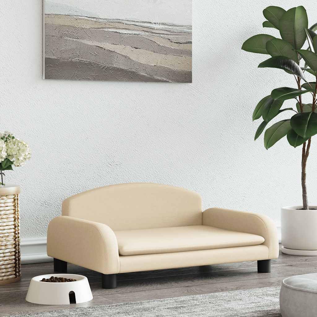 Cuccia per cani in tessuto color crema, 70 x 45 x 30 cm, con cuscino e superficie di appoggio, morbido divano per animali domestici, antiscivolo, lavabile, delicato sulle articolazioni, ideale