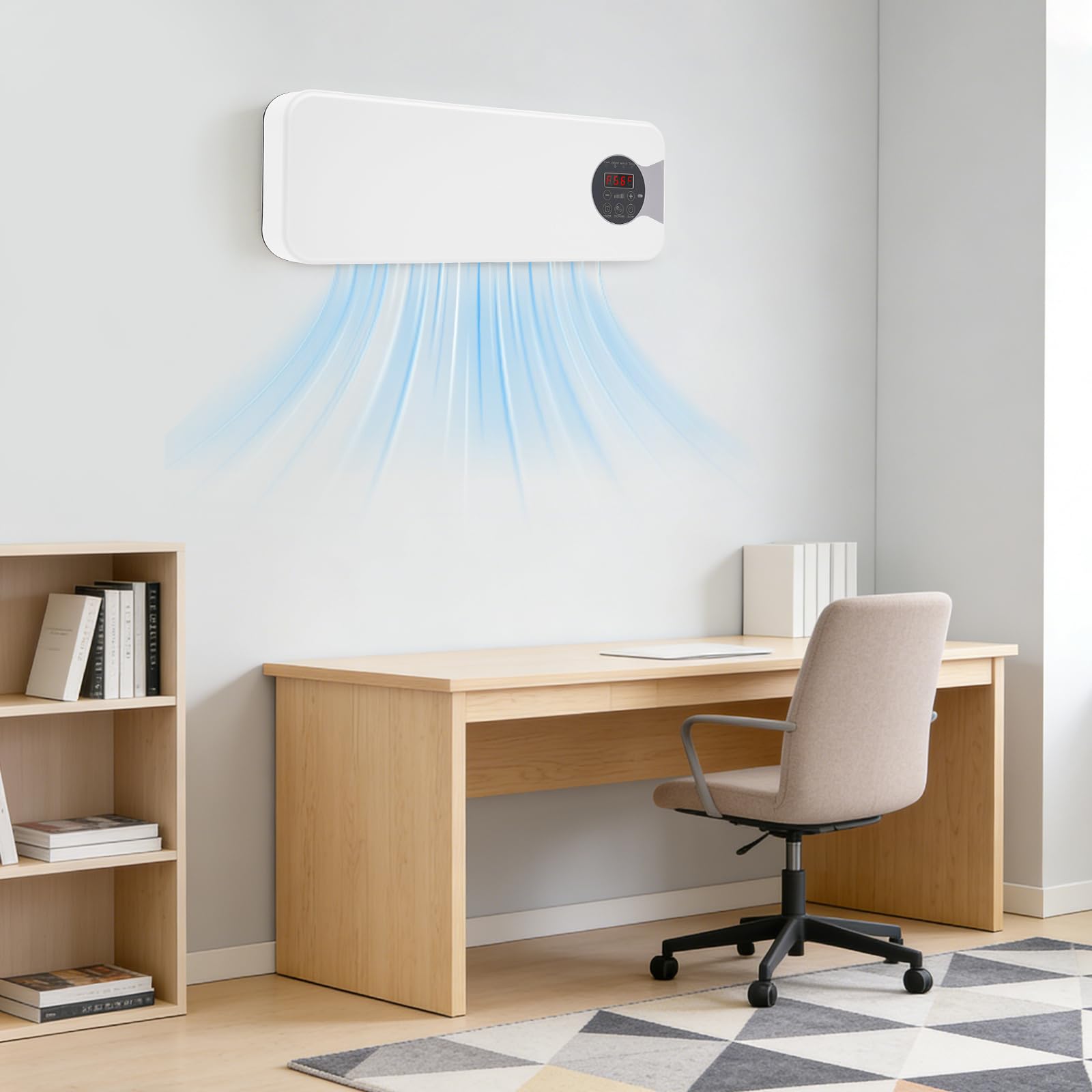 Raffreddatore da parete e riscaldamento multifunzione con riscaldamento PTC 1200 W e modalità di raffreddamento 5 W, climatizzatore da parete con telecomando e timer, refrigeratore d'aria