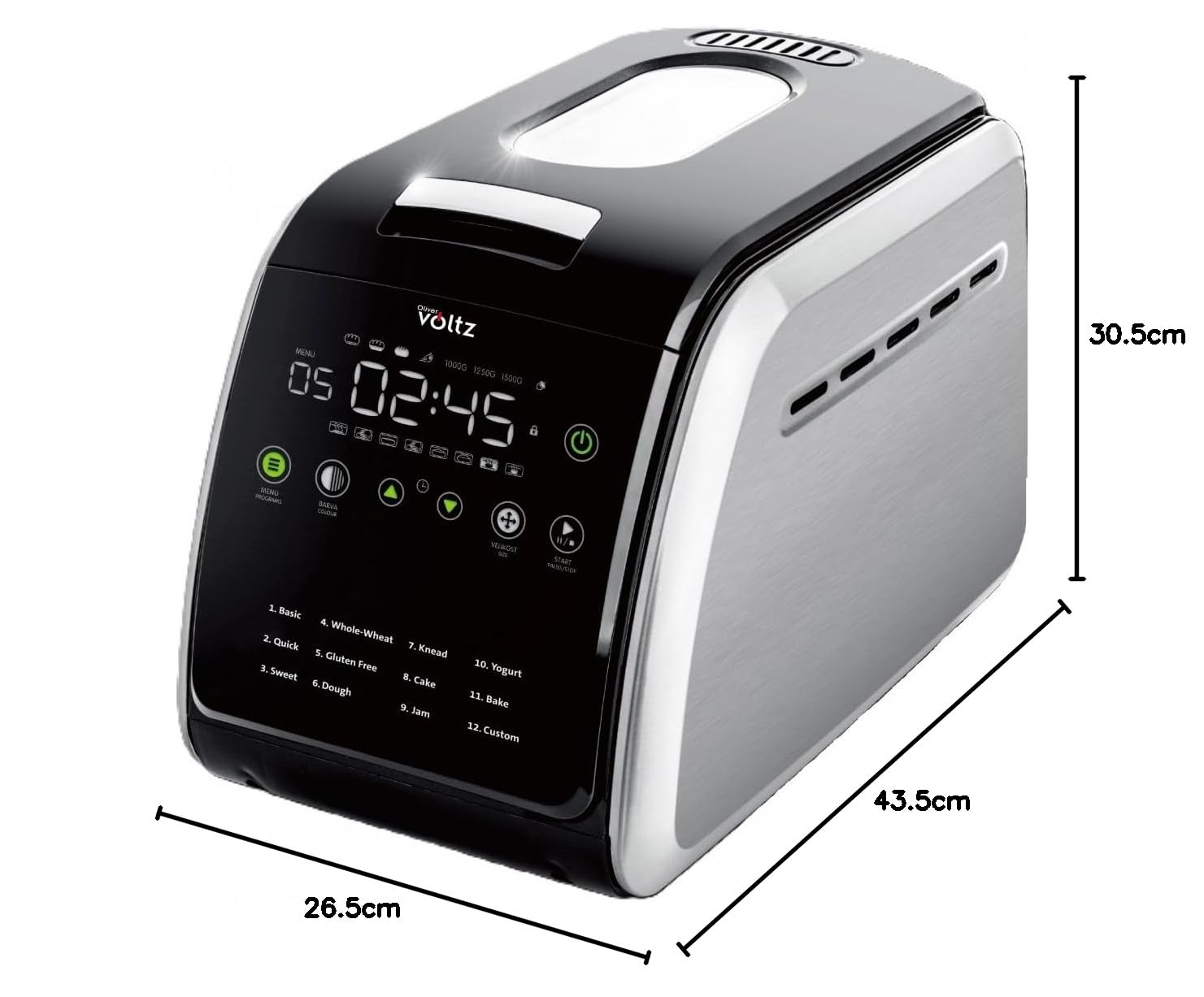 Brotbackautomat, 850W, 12 Programme, LCD Display, Timer, Antihaftbeschichtung, 3 Brotgrößen, Warmhaltefunktion, Verzögerungsstart
