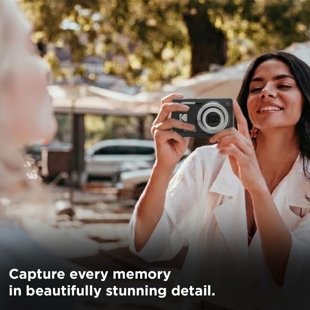 Kodak PIXPRO FZ55 - Cámara digital, 16 MP compacta de apuntar y disparar, zoom óptico 5X, lente gran angular de 28 mm, video Full HD 1080P, negro + funda de cámara y tarjeta SD de 32 GB