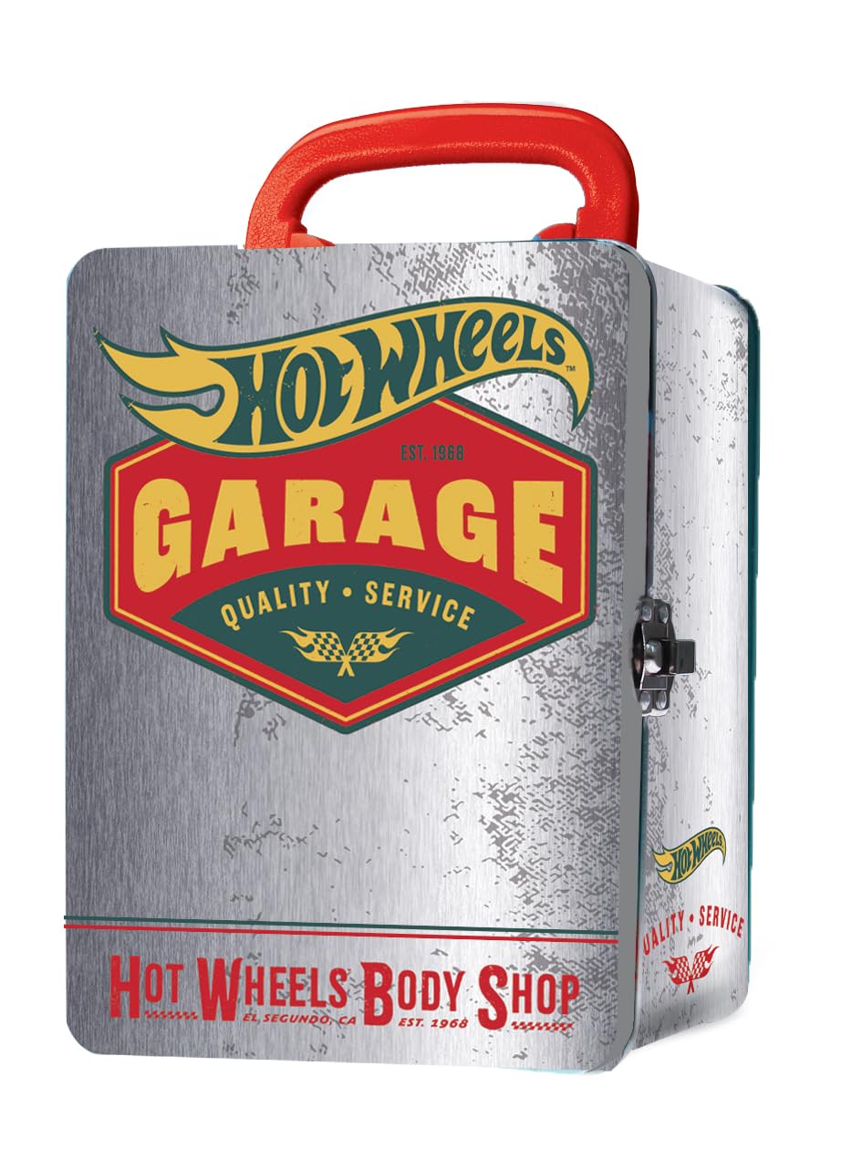 Hot Wheels 1:64 Scale Metal Car Tote Bag 18 Toy Storage and Organizer Gift for Collectors Kids Ages 3+ 3D HW Racing Lid Design (Cars Not Included)