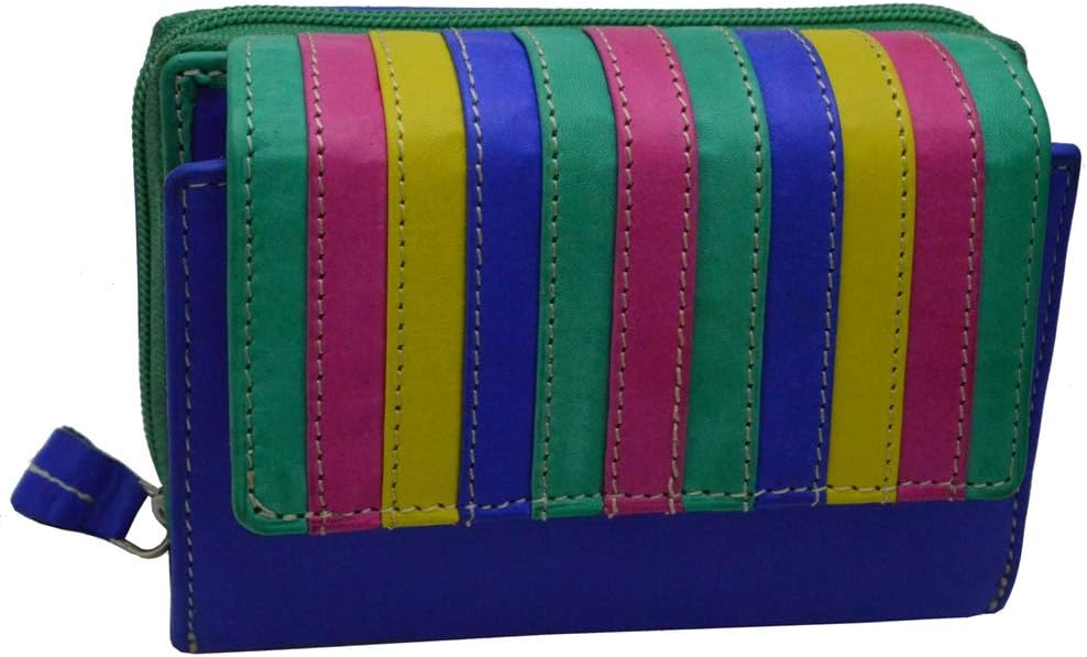 flevado Multi-coloured women's wallet genuine leather bright colourful with RFID protection.