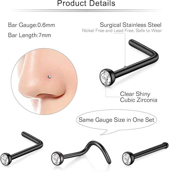 ZS 8-14 Pz/lotto In Acciaio Inox Naso Stud Set 2 ... - Aliexpress - Foto 4