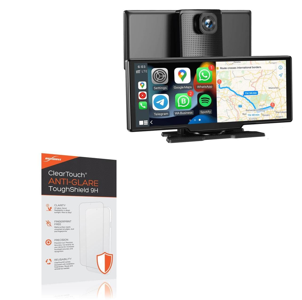 BoxWave Screen Protector Compatible with Xgody H30 Dash Cam - ClearTouch Anti-Glare ToughShield 9H (2-Pack), Anti-Glare 9H Tough Flexible Film Screen Protector