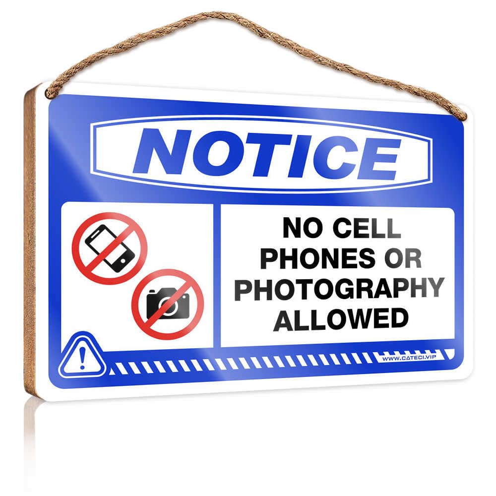HMQW Kitchen Wall Sign Notice No Cell Phones Or Photography Allowed Wooden Sign Winter Signs For Home Decor Teen Room Decor(23X35CM)