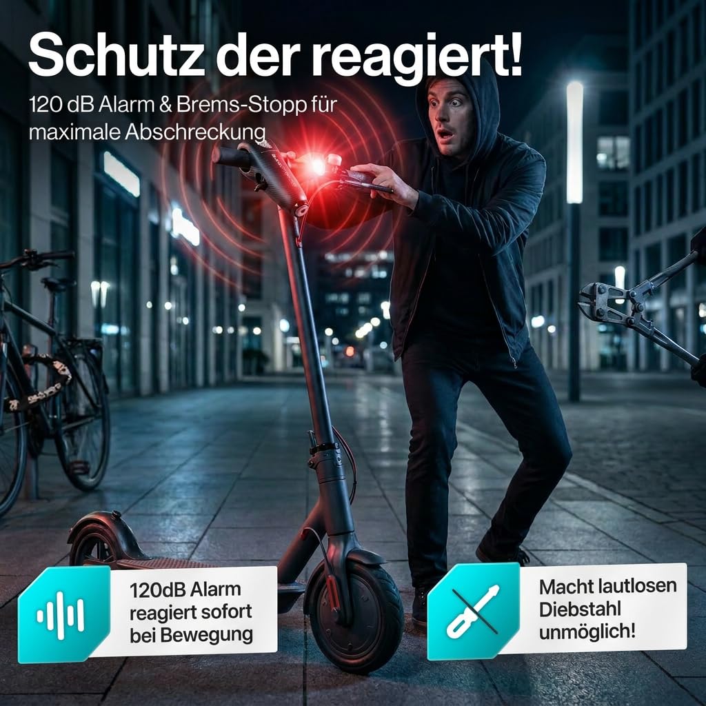 Serratura e serratura per scooter e bicicletta con funzione di allarme da 120 dB, antifurto, impermeabile, accessorio per scooter elettronico, Smart Lock E Roller Lock Accessories Gadget