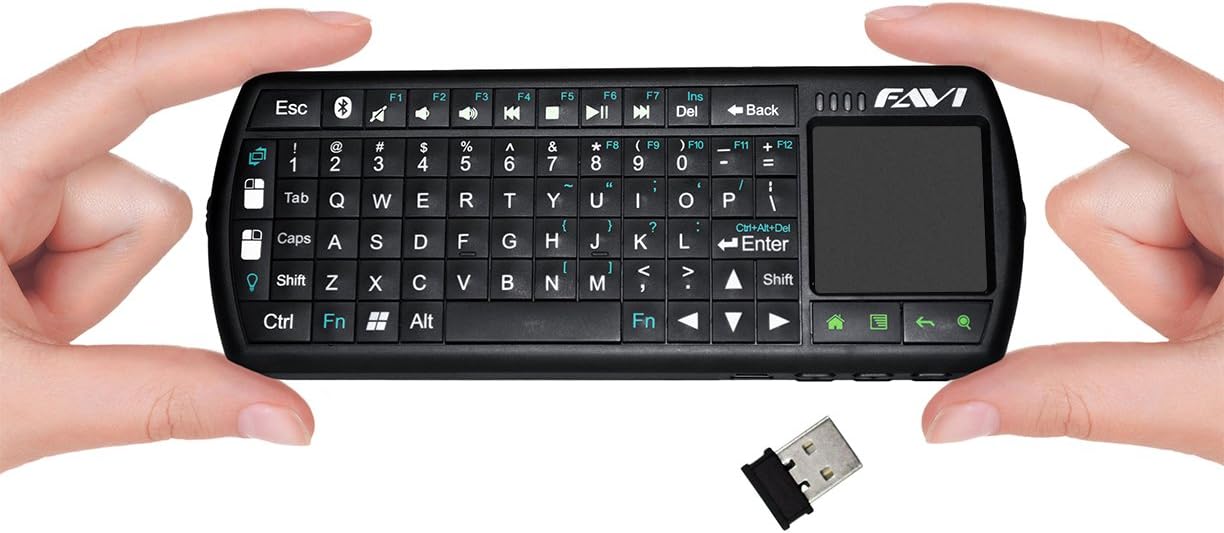 FAVI Mini Bluetooth Keyboard with Laser Pointer and Backlit Keys (FE02BT-US35)