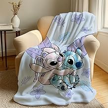 DASIAUTOEM Zeichentrickfilm Decke, Anime Blanket, Cartoon Wolldecke, Couchdecke, Flannel Blanket, Kuscheldecken, Stitch Bettwäsche, Geburtstagsgeschenke Kinder Jungen Mädchen