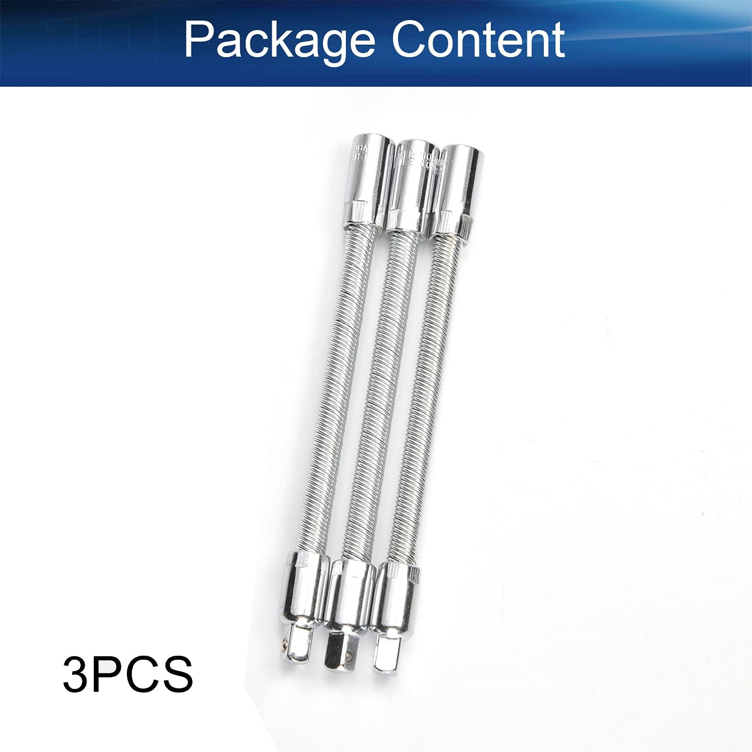 Auniwaig Flexible Socket Extension Bar,1/4" Shaft Drive Adapter Bit Holder,Bendable Elastic Joint Head Post Connecting Link,Flexible Socket Extension Ratchet,140mm Length 3PCS