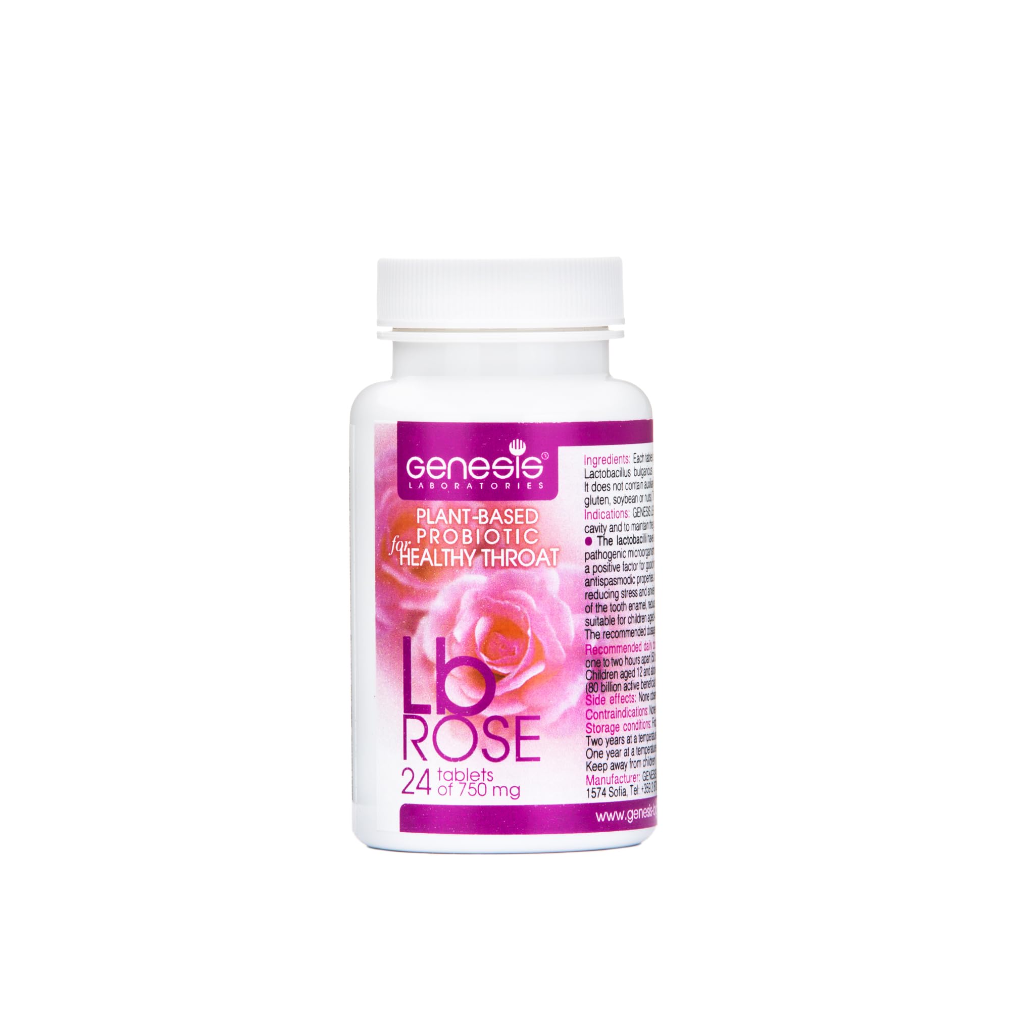 Genesis LB Vegan Probiotic with Lactobacillus Bulgaricus and Rose May Support Gut Helth, Digestion, Immune System 24 tabs