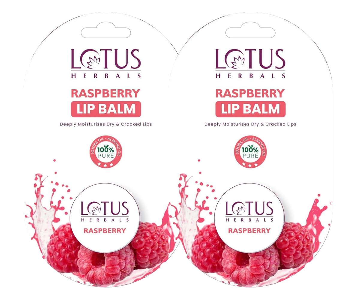 lotus herbals lip balm - raspberry | for dry & cracked lips | 5g (pack of 2)