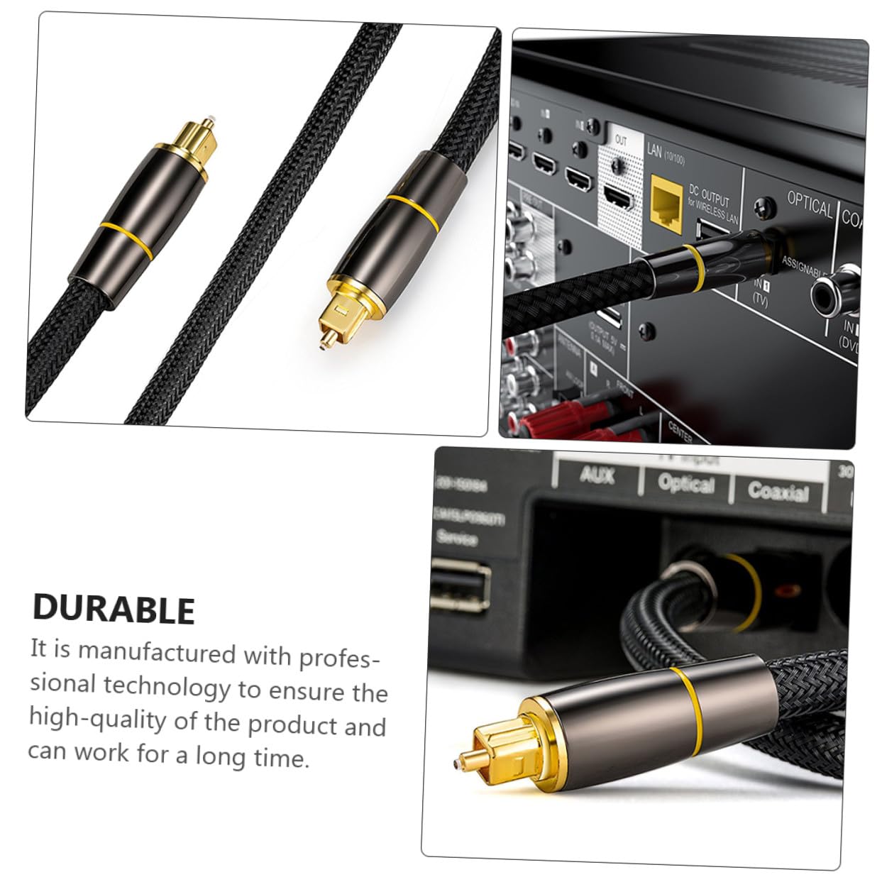 Câble Audio Optique Numérique 20m en Fibre Noire pour Console et Tv