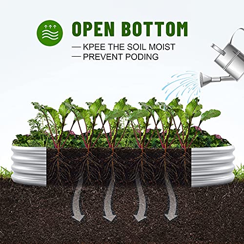 Image of Land Guard 8x4x1 ft Galvanized Raised Garden Bed Kit,Raised Garden Boxes Outdoor, Oval Metal Raised Garden Beds for Vegetables