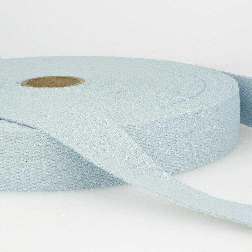 25mm Cotton Webbing 2mm Strap 231D, 002 Baby Blue, 2 Metres