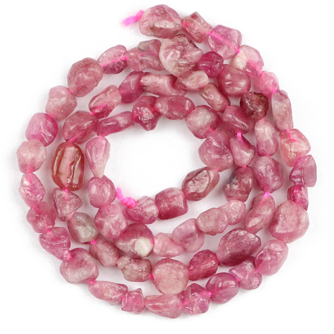 Naturalny kamień kryształowy, 4-8 mm naturalne nieregularne koraliki z kwarcu fluorytowego do wyrobu biżuterii DIY, bransoletki, naszyjnika, 15 cali(Red tourmaline)