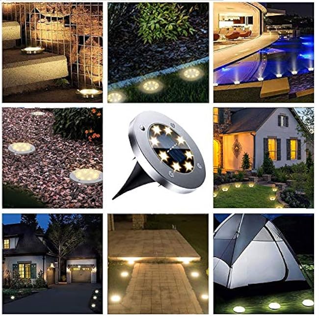 Solar Ground Lights, Waterproof Solar Garden Lights, Upgraded Outdoor Garden Waterproof Bright in-Ground Light, Landscape Lighting for Pathway,Yard,Deck,Lawn,Patio,Walkway (12 Pack Warm Light)