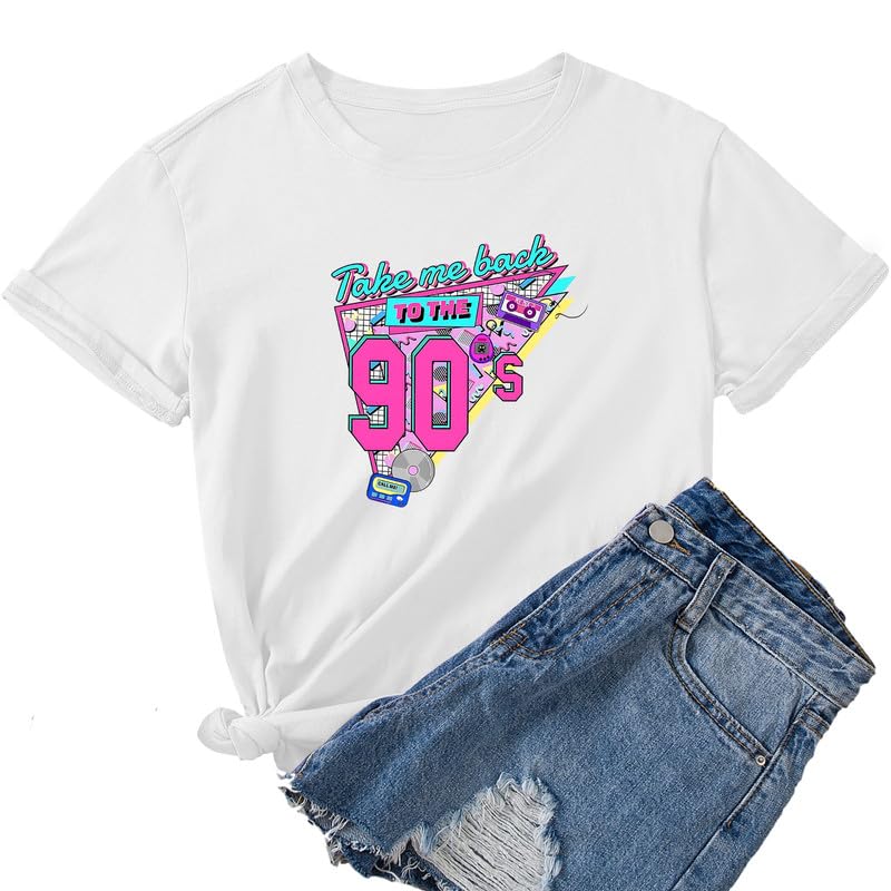 BINTEHGS 90s Outfit for Women Vintage Graphic Tees 90'S Outfits Shirts Woman Crew Neck Casual 90s Birthday Party Gift Clothes2