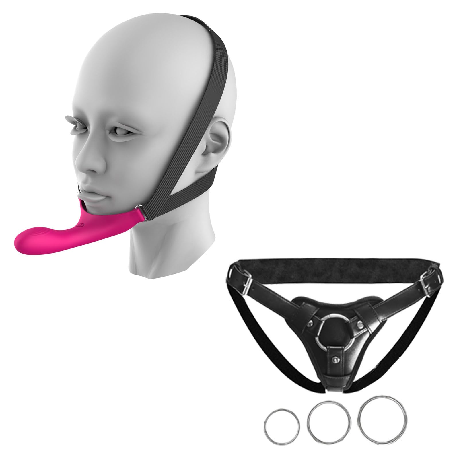 chin strap on sex toy Strap-On Face Chin Harness Vibrator Dildo Head Oral Adult Couples Funny Sex  Toys main image 0