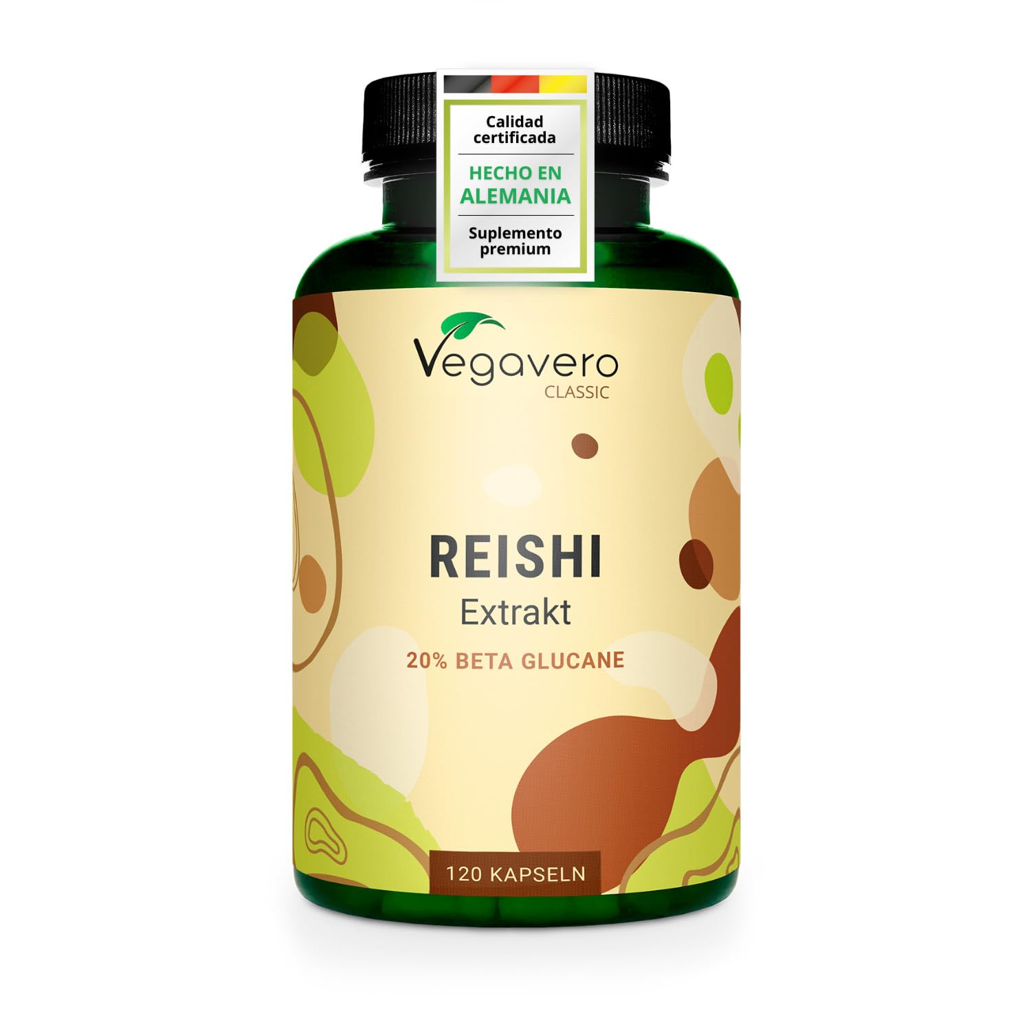 Reishi Puro Vegavero | Dosis Más Alta: 13000 mg (10:1) | Con 40% Polisacáridos & 20% Betaglucanos | Ganoderma Lucidum | Sin Aditivos & Vegano | 120 Cápsulas
