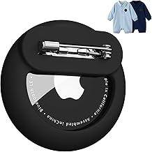 YLK Porta per Airtag, Cover Airtag Nascosta Per bambini, Custodia Airtag in Silicone con Perni, Nascosta con Spilla per Bambini Anziani Animali Domestici Zaini Bagagli (Nero)