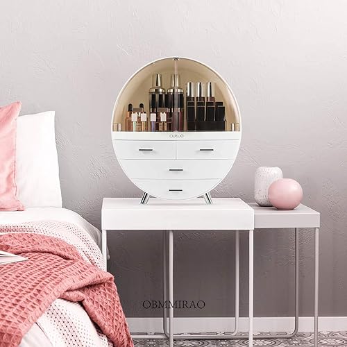 Miniatura 7 de Elegante caja organizadora de maquillaje a prueba de polvo, organizador de cosméticos grande impermeable con cajones para cuidado de la piel,