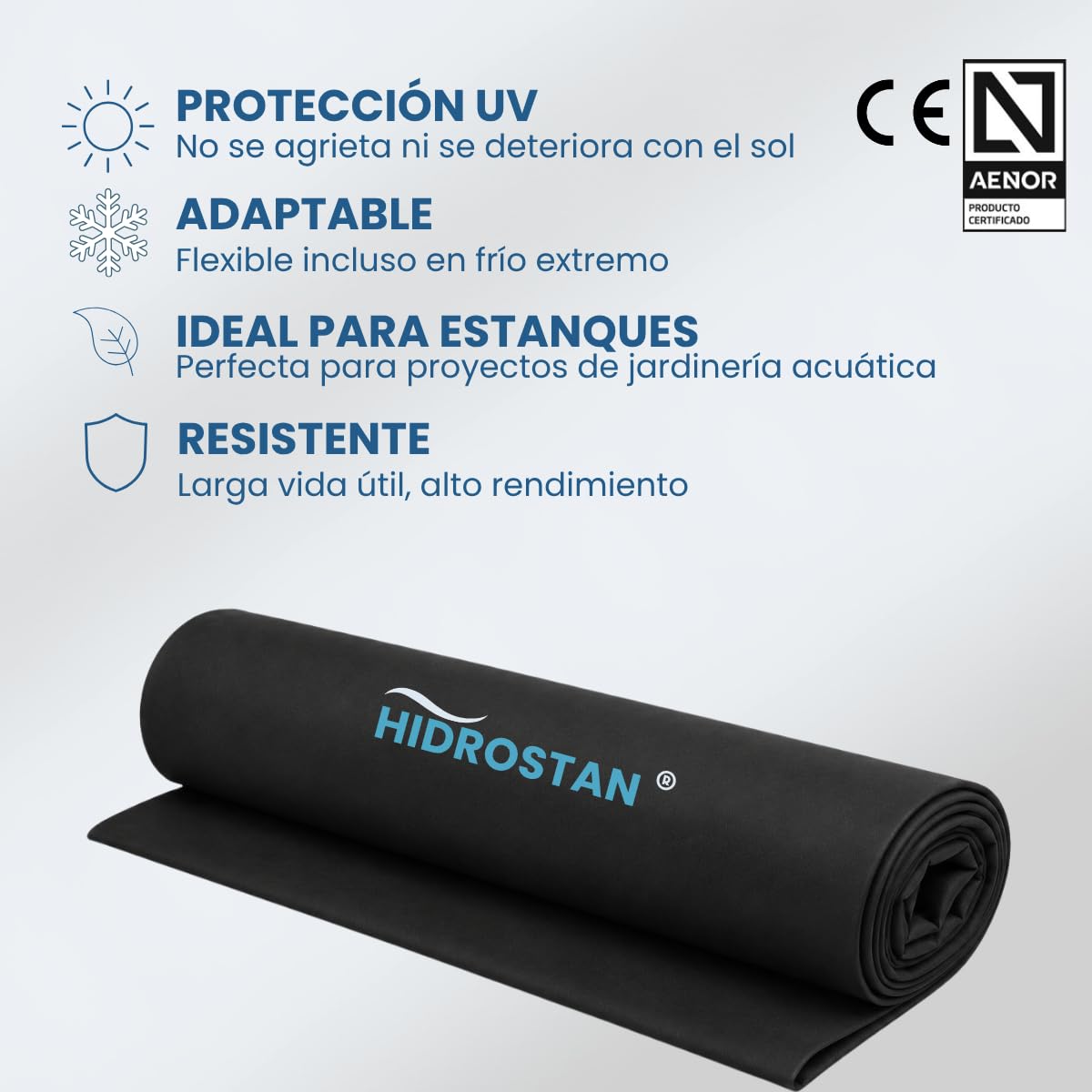 Lámina Impermeabilizante EPDM |Espesor 0,8 mm |para Estanques y Biolagos | Flexible | Alta Resistencia UV | Fácil Instalación| Material Duradero| Excelente adaptación al Terreno (2m x 1m)