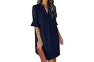 V-Neck Ruffle Short Sleeve Slim Dress for Women