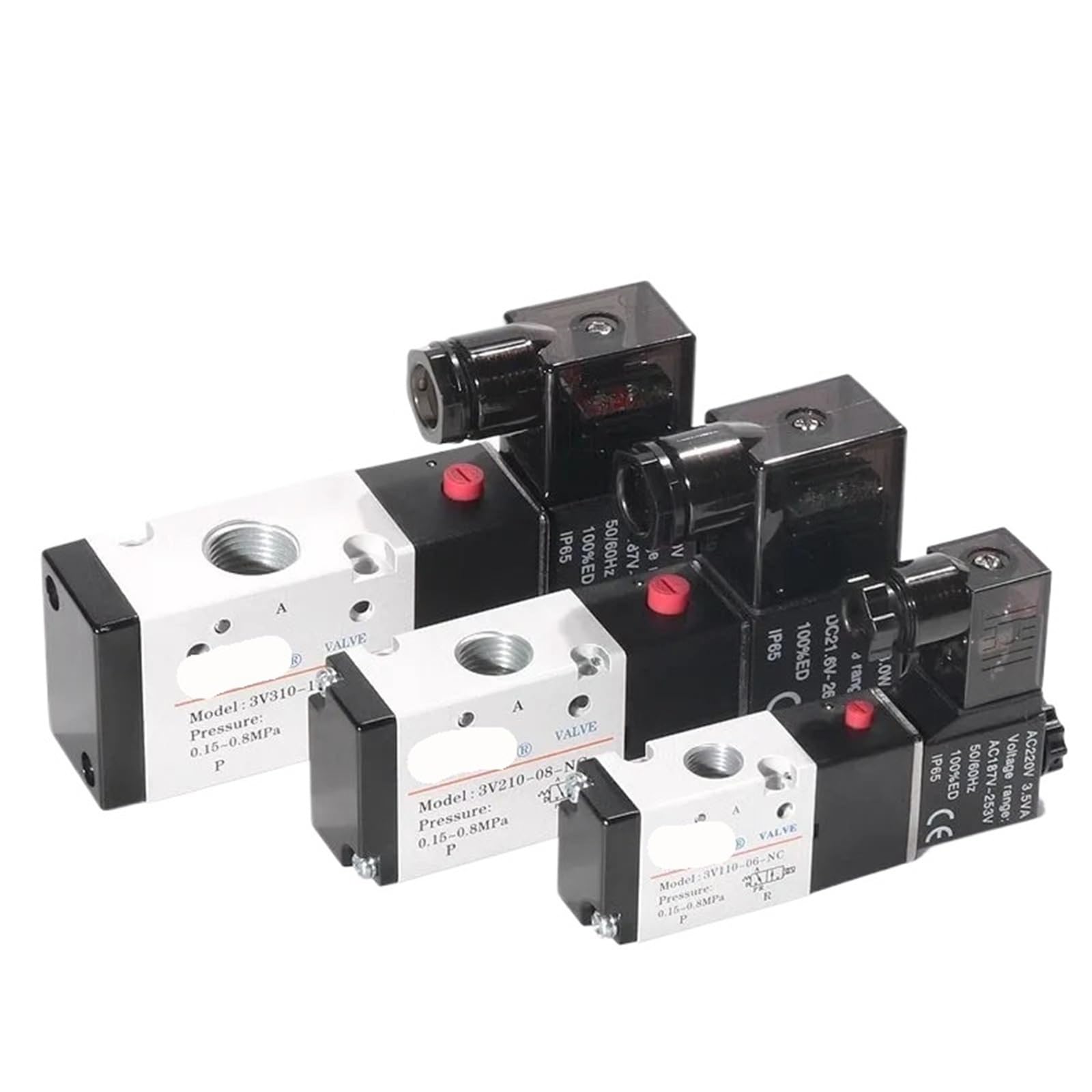 Electroválvula neumática de 3/2 vías 3V110-06, 3V210-08 y 3V310-10, válvula direccional de control de aire, CA/CC 12 V, 24 V, 110 V y 220 V(3V310-08-NO)
