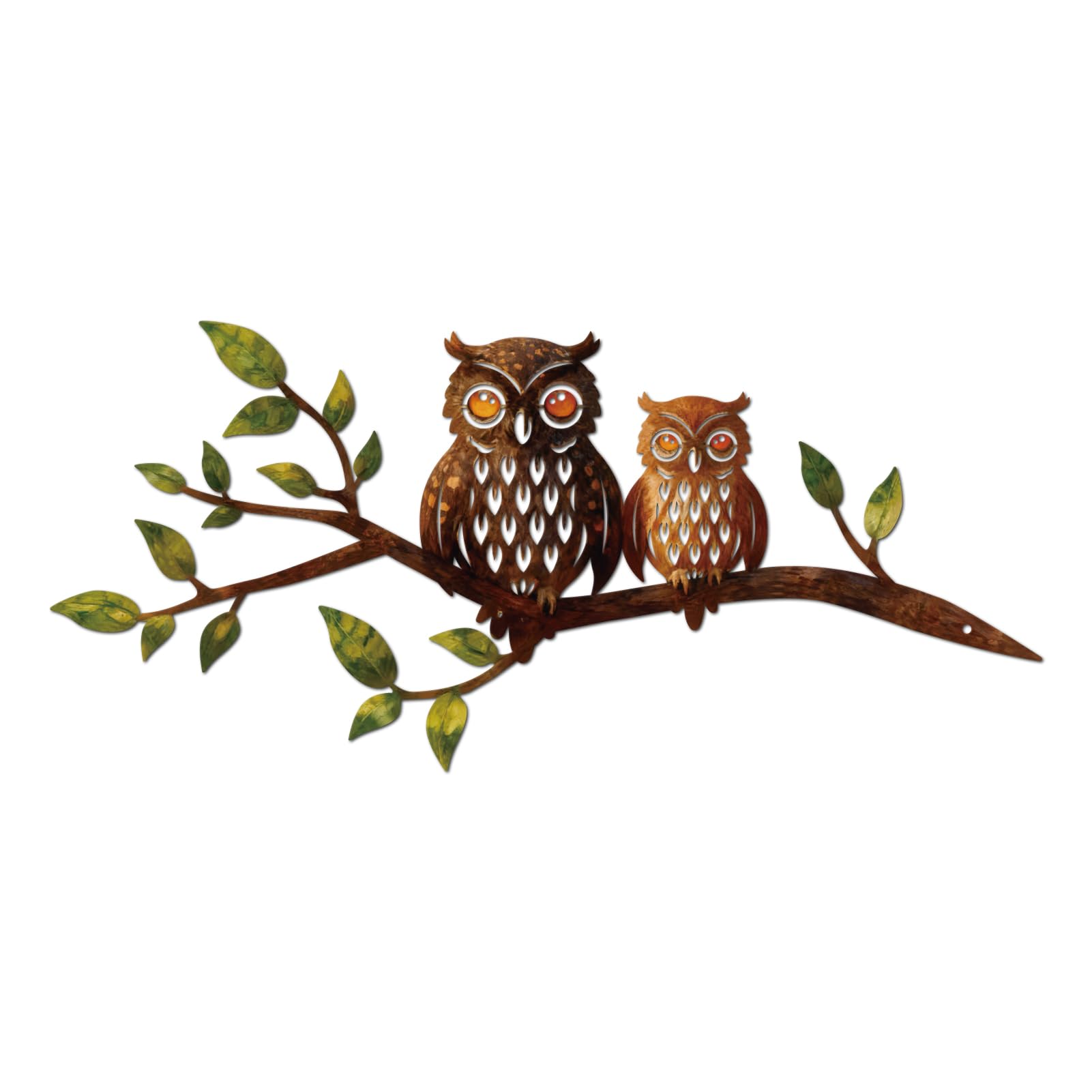 Resama Metal Owl Wall Art Decor, 2 Owls on Tree Branch