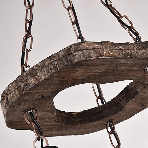 Miniatura 4 de LAKIQ Lámpara colgante industrial de madera, retro, mesa de comedor, lámpara de 3 luces, farol, decoración de la casa para comedor, sala de estar,