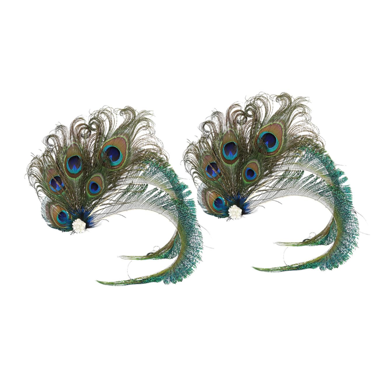 VALICLUD Horquillas de Novia 2 Piezas Plumas y Gemas de Imitación Sujetan el Cabello Elegantes Accesorios para Tocados de Boda