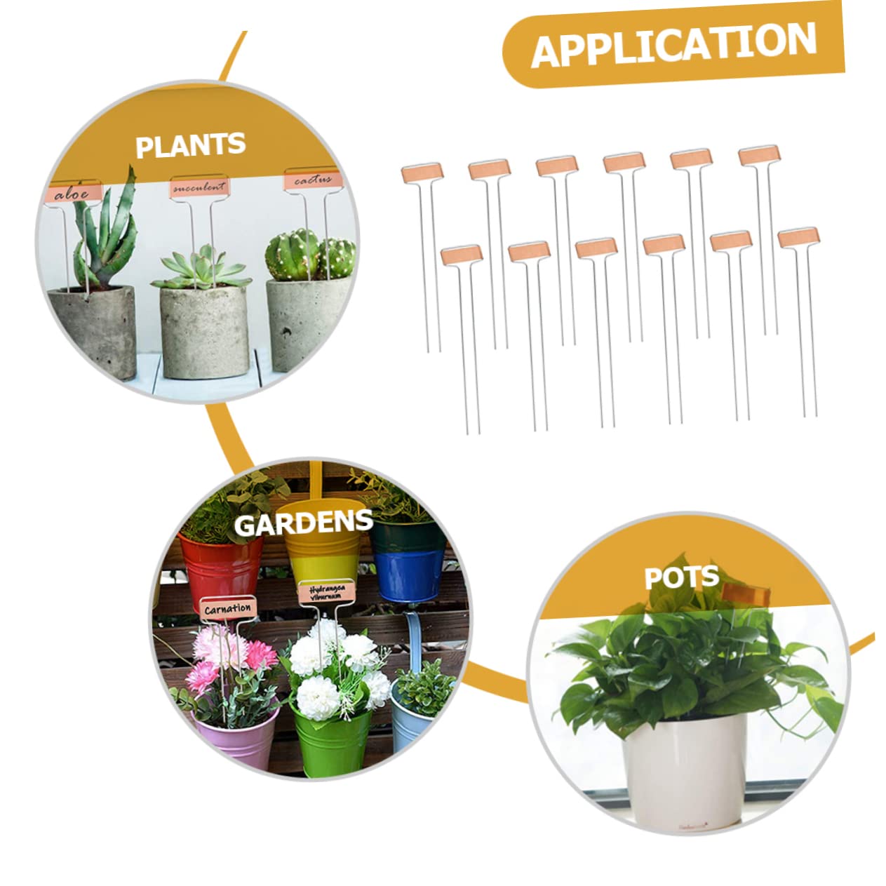 Étiquettes pour Plantes en Cuivre Extérieur Jardin 20 Pièces 60 Cm Fil Acier Marqueurs Solide Usage Pépinière Légume Fleurs Potager
