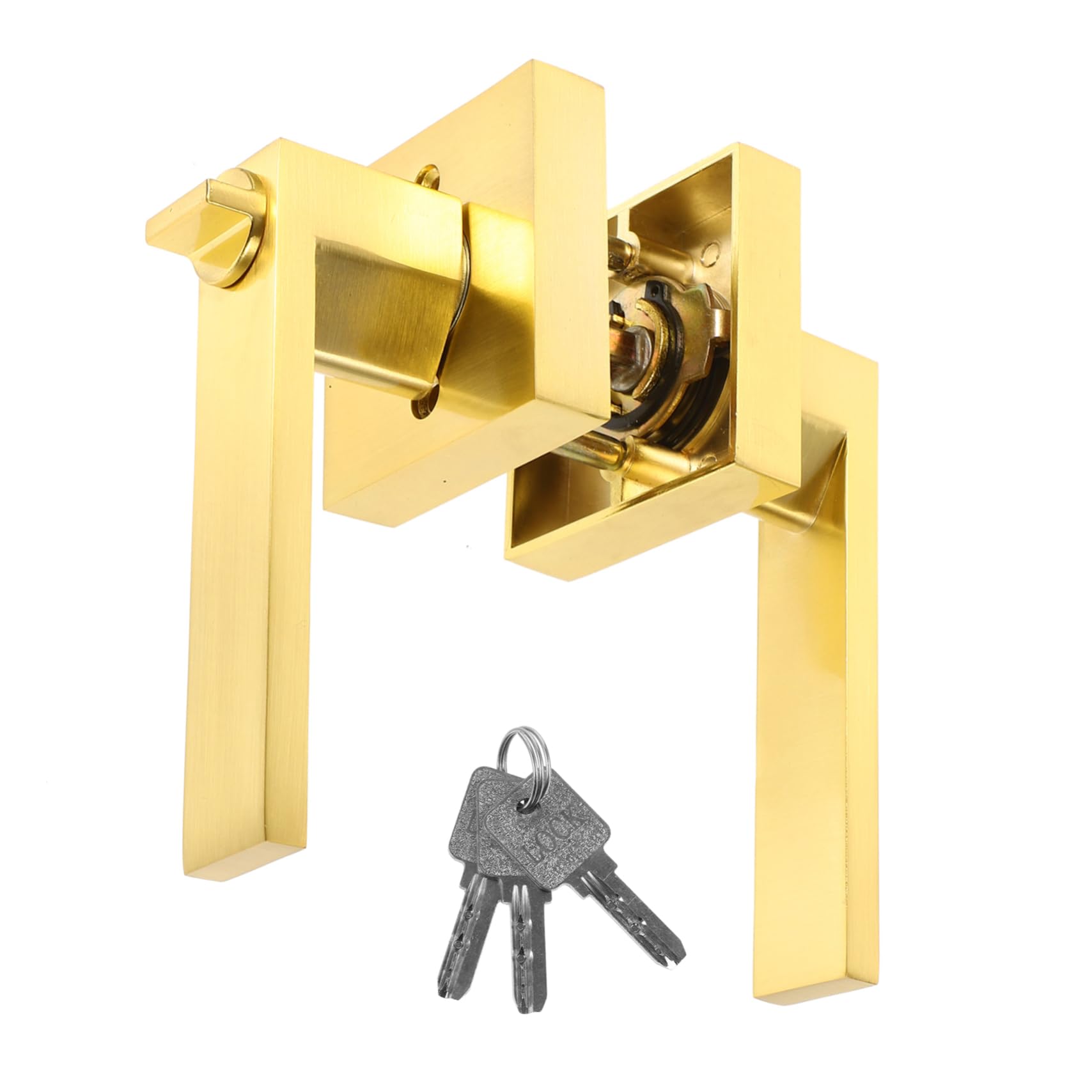 EXHUMKY Aluminum Alloy Door Handle Lock Knob Sturdy Lever Handle Key Heavy Duty Deadbolt Set for Interior Doors