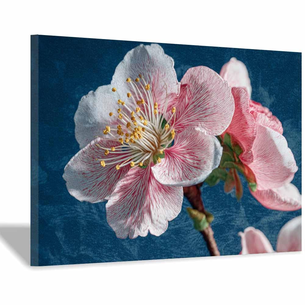 ZAMAEIU Canvas Print Wall Art Petal-veined flower Modern Nature Landscape Poster, for living room, bedroom,Corridor Office Room Decoretc.(pink)-70x100cm Framed