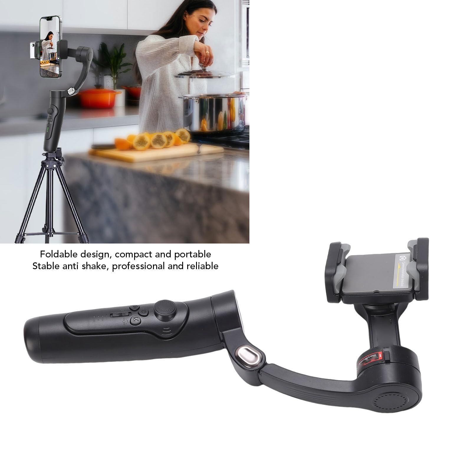 Luocute Stabilisateur de Téléphone, éclairage Magnétique AI, 10 Niveaux de luminosité, 3 Températures de Couleur, Suivi Rabattable à 180°, Télécommande Pliable et Amovible pour