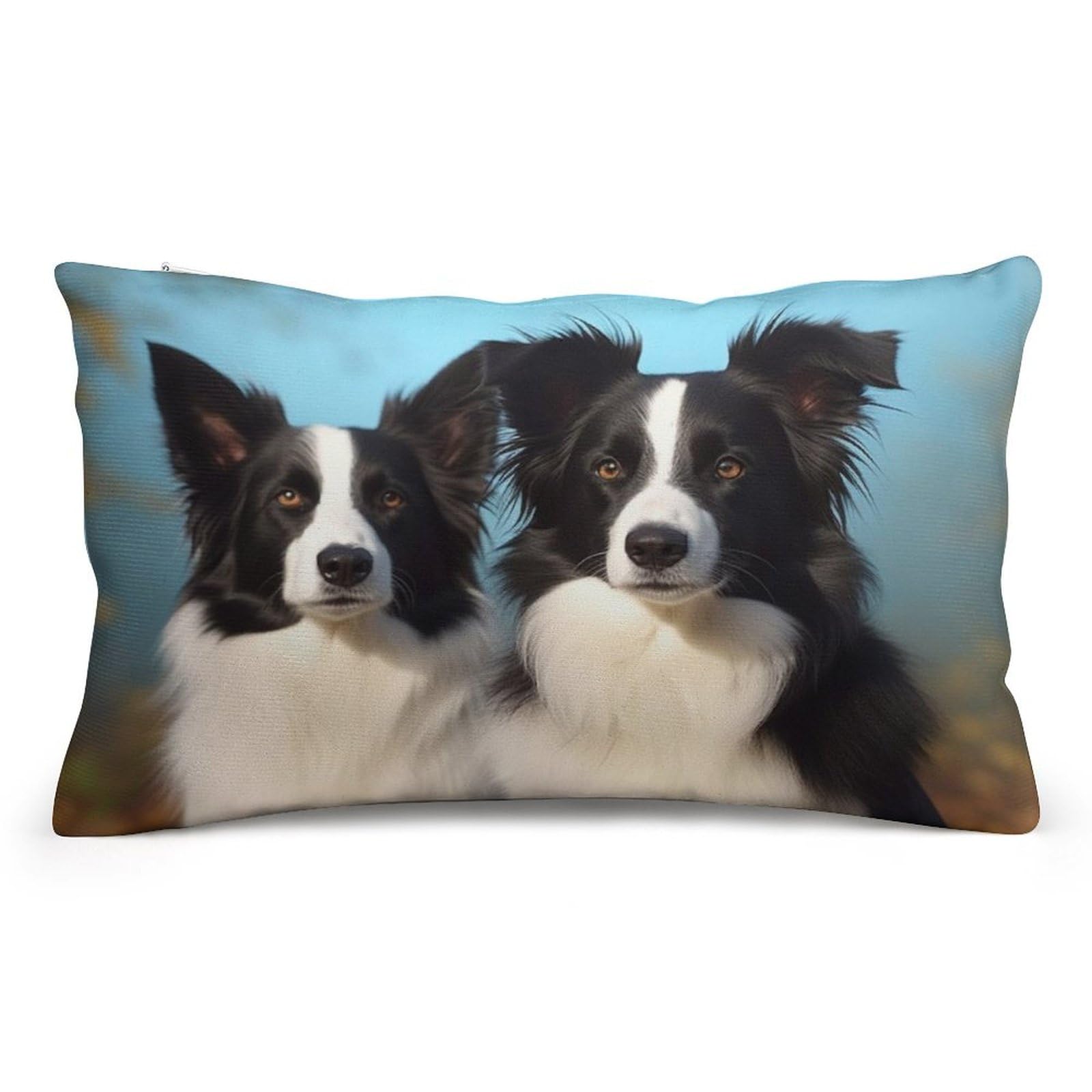 FZQVSGW Throw Pillow Cover, Border Collie Decorative Lumbar Throw Pillow Cover 8"x12" Boho Long Cushion for Bed Farmhouse Pillowcase for Bedroom Living Room Couch Sofa Home Décor (Cover ONLY)