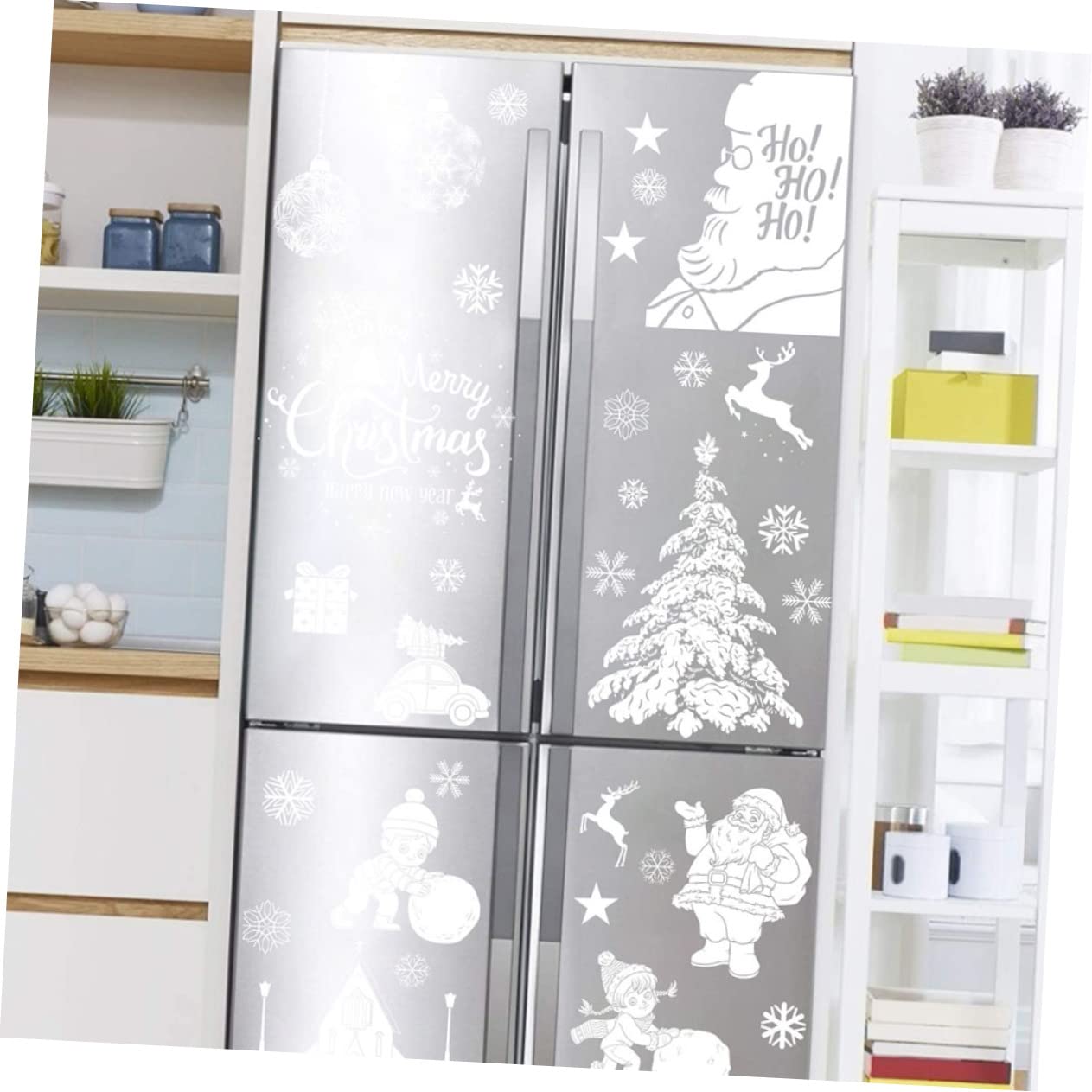 5 Sätze Weihnachtsaufkleber Fenster Weihnachtsbeleuchtung Baum Urlaub Fenster Haften Weihnachtskugeln Dekorationen Weihnachtsfenster Haftet Abziehbilder Film Pvc Weiß 9 Blatt * 5 Cabilock