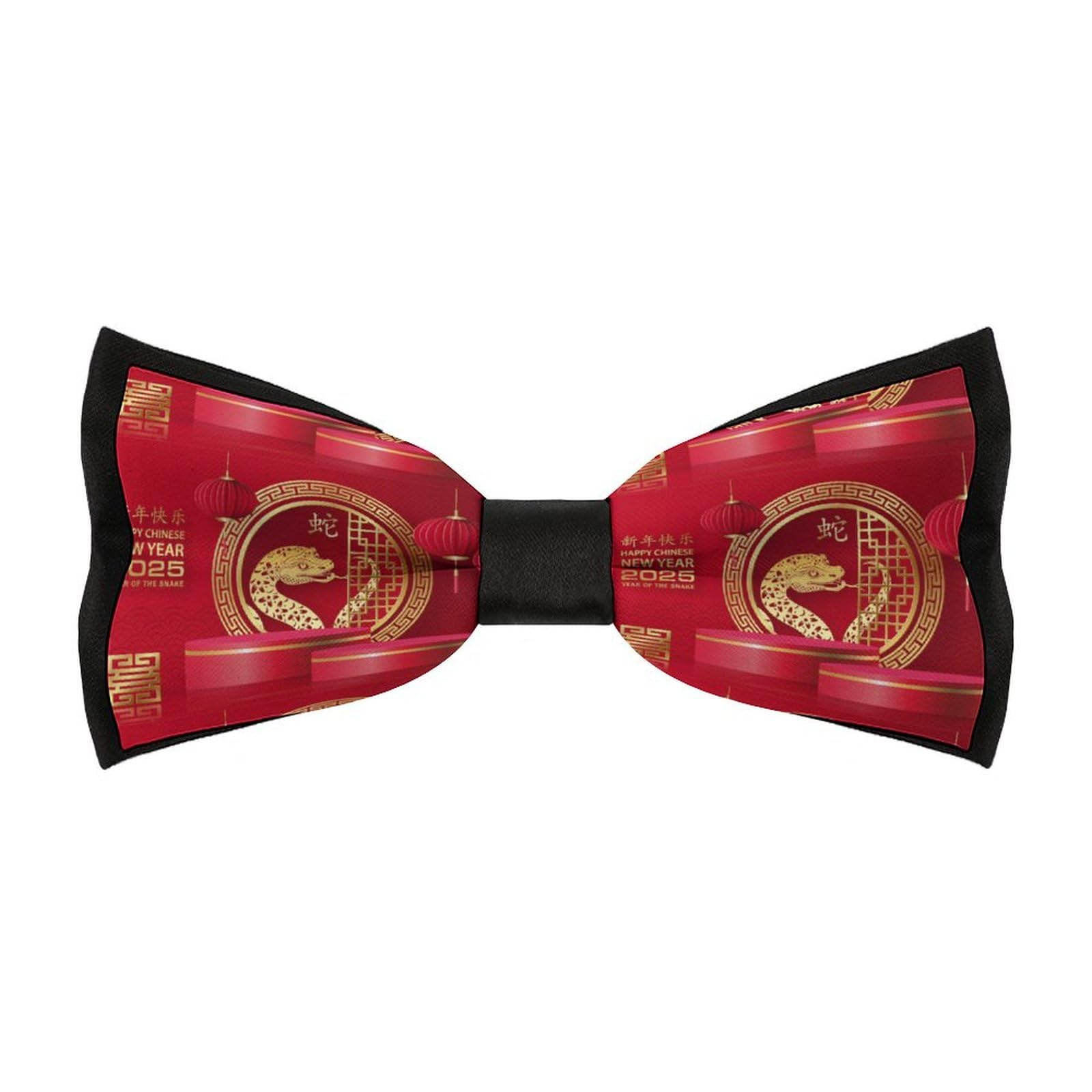 JYYAU Year Of The Snake 2025 Happy Chinese New Year 2025 Bow Tie Adjustable Necktie For Men Business Fashion Pre-tied Tie Neckwear Novelty Accessory For Weddings Party Festival