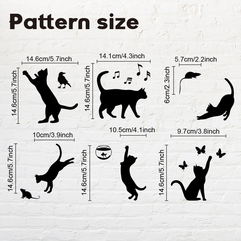 AHANDMAKER Lot de 6 autocollants muraux créatifs en forme de silhouette de chat pour interrupteur, prises, rebord, véhicule et décoration d'intérieur