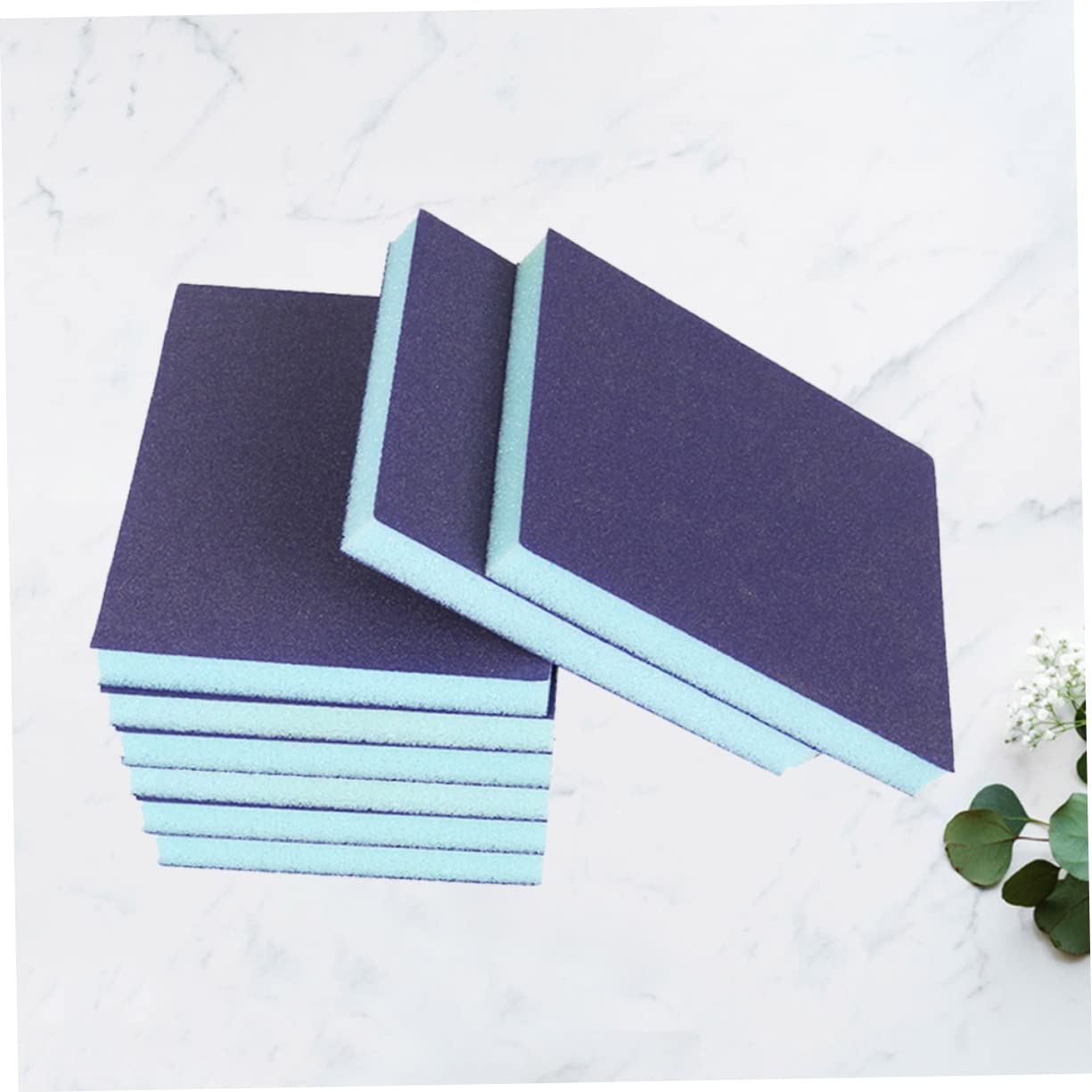 48 piezas Bloques de Lijado Esponja Abrasiva Doble Cara Azul Pulido Muebles Paredes y Limpieza Cocina Herramientas Manuales Resistentes y Flexibles para Lijado Seco y Húmedo