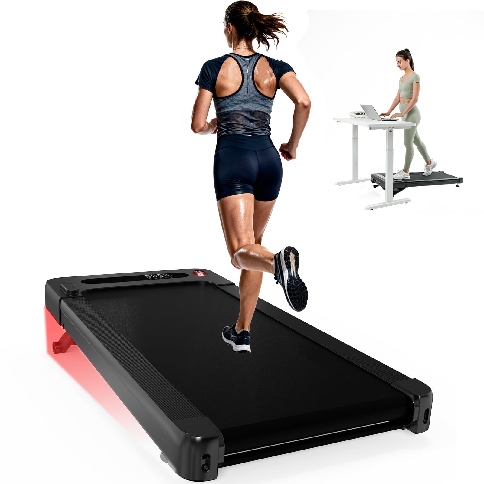 Bluearth Walking Pad Treadmill with 10% Auto Incline, Smart App Scenic Routes & Live Classes, Under Desk Treadmill for Home and Office, Hiking & Running, with Remote & LED Display